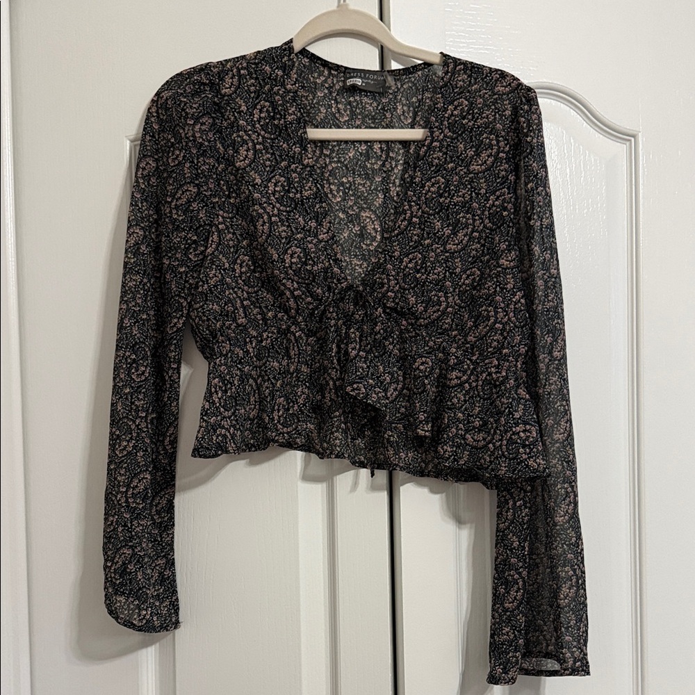 Dress Forum Black and Pink Paisley Blouse
